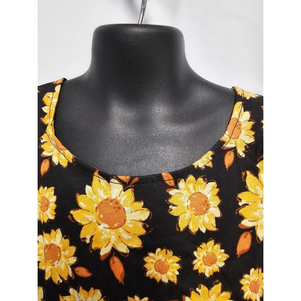 Children's Place Black Dress with Sunflowers Knee Length Short‎ Slv Size XL 14